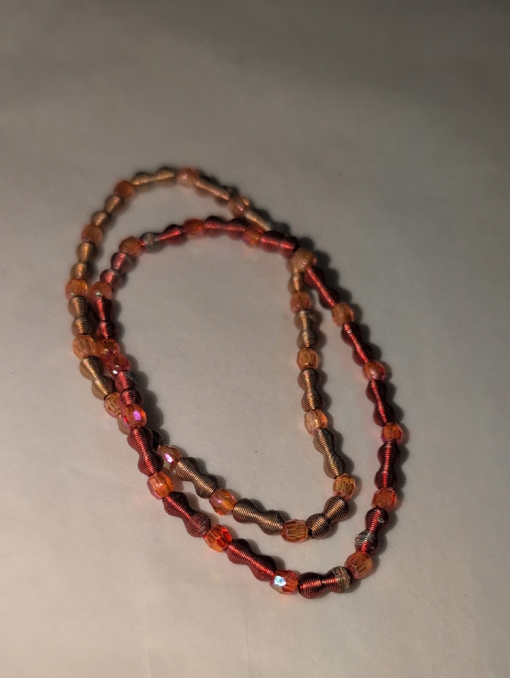 ❤️‍🔥10/$10❤️‍🔥 Set Of 2 Distressed Red & Gold Beaded Stretchy Bracelets